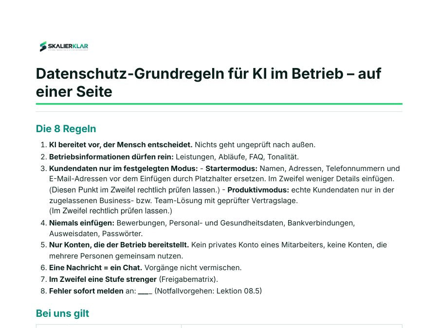Datenschutz-Grundregeln