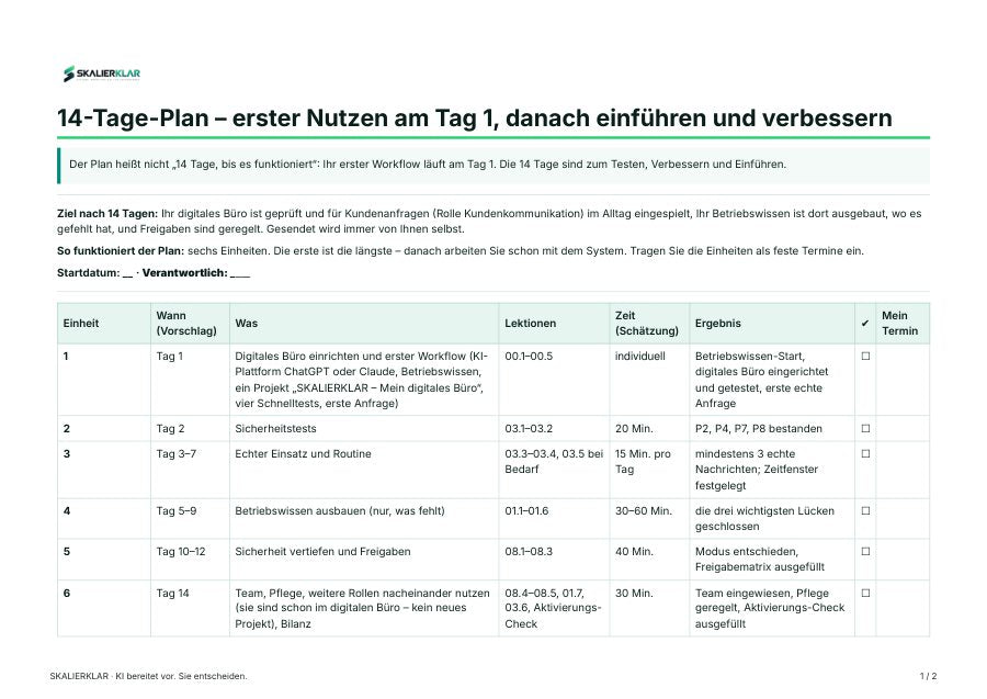 14-Tage-Plan